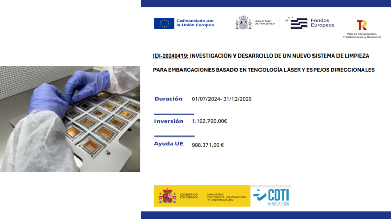 Impulsamos la limpieza industrial del sector naval con tecnología láser Proyecto IDI-20240419 financiado por la Unión Europea